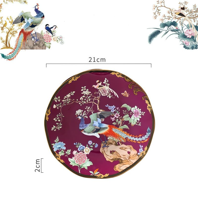 Handgefertigtes Bone-China-Geschirrset „Purple Phoenix“ mit Goldrand INGRI Purple Phoenix Bone China Tableware - Handcrafted Individual Piece - 17