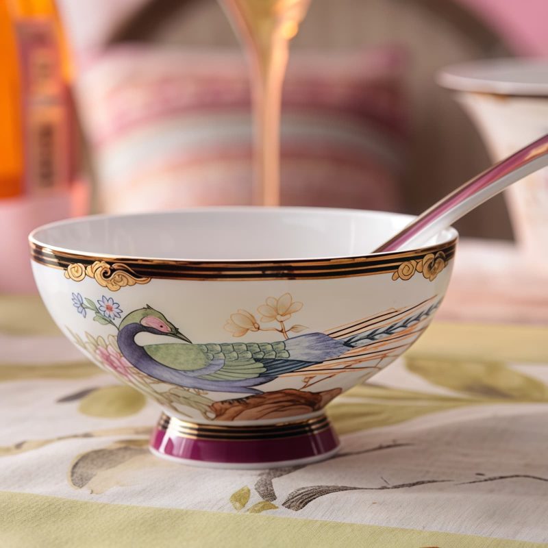 Handgefertigtes Bone-China-Geschirrset „Purple Phoenix“ mit Goldrand INGRI Purple Phoenix Bone China Tableware - Handcrafted Individual Piece - 9