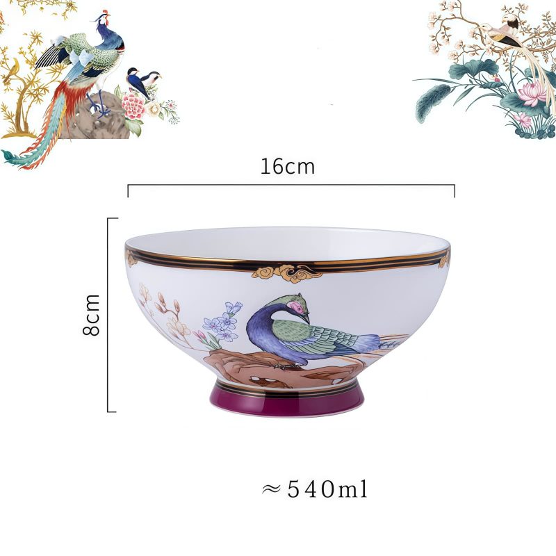 Handgefertigtes Bone-China-Geschirrset „Purple Phoenix“ mit Goldrand INGRI Purple Phoenix Bone China Tableware - Handcrafted Individual Piece - 12
