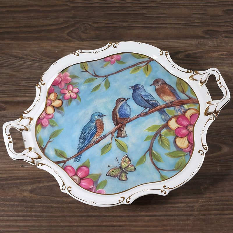 Blue Bird Flower Bone China Coffee Set - English Style Tea Set - 5