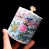Porzellan-Teedose mit lebensechtem Blumendekor Lifelike Floral Porcelain Tea Caddy | Durable Loose Tea Storage - 2