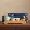 Vintage-Tee-Set aus Keramik mit Holztablett Vintage Ceramic Tea Set with Wooden Tray | Traditional Chinese Tea Service - 9