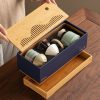 Vintage-Tee-Set aus Keramik mit Holztablett Vintage Ceramic Tea Set with Wooden Tray | Traditional Chinese Tea Service - 6