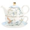 Tea for One Set aus Porzellan mit Vogel- und Blumenmotiv und Goldrand Gold Trim Bird Floral Porcelain Tea for One Set - 1