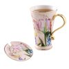Handbemalte Porzellantasse mit Goldtulpen-Dekor, Deckel und Löffel Hand-Painted Gold Tulip Porcelain Mug with Lid & Spoon - 6