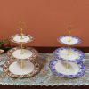 3-stöckige Etagere aus Bone China mit floralem Muster Floral 3-Tier Bone China Cake Stand - Elegant Dessert Display - 3