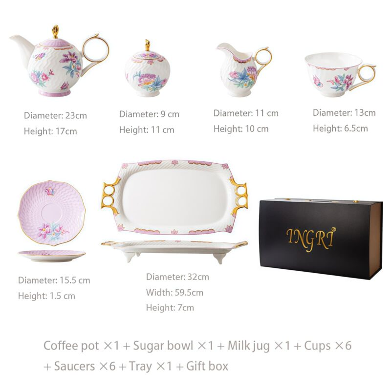 Handgefertigtes Bone-China-Teeservice „Secret Garden“ mit Goldrand Secret Garden Handcrafted Bone China Tea Set with Gold Rims - 4