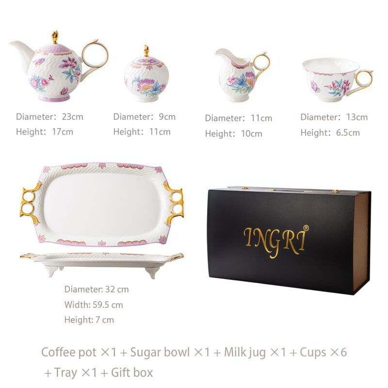 Handgefertigtes Bone-China-Teeservice „Secret Garden“ mit Goldrand Secret Garden Handcrafted Bone China Tea Set with Gold Rims - 2