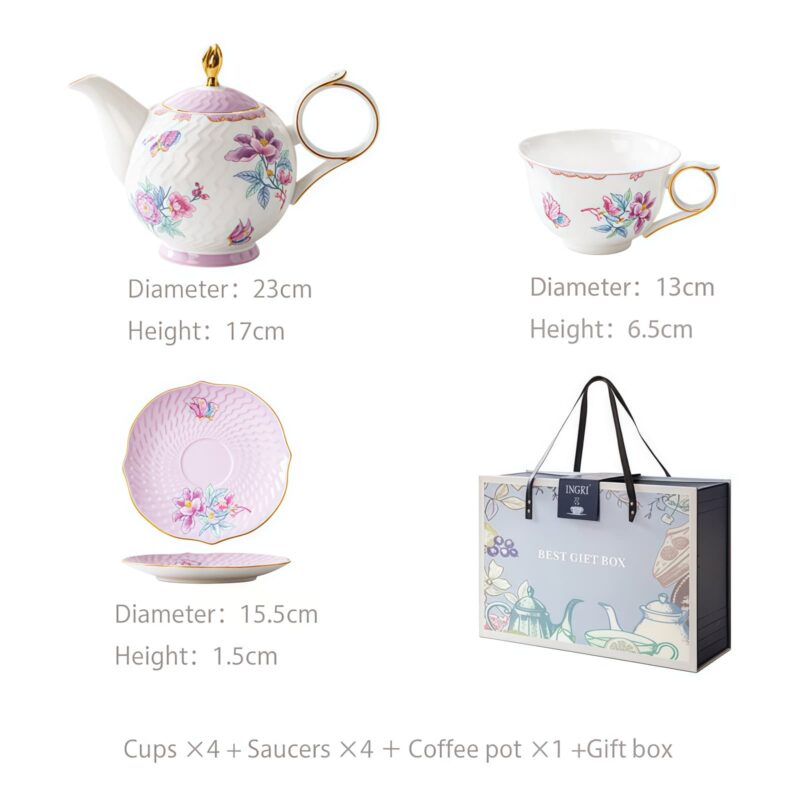 Handgefertigtes Bone-China-Teeservice „Secret Garden“ mit Goldrand Secret Garden Handcrafted Bone China Tea Set with Gold Rims - 18