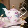 Handgefertigtes Bone-China-Teeservice „Secret Garden“ mit Goldrand Secret Garden Handcrafted Bone China Tea Set with Gold Rims - 17