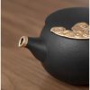 Golden Cloud Ceramic Chinese Gongfu Tea Set with Bamboo Tray - 7