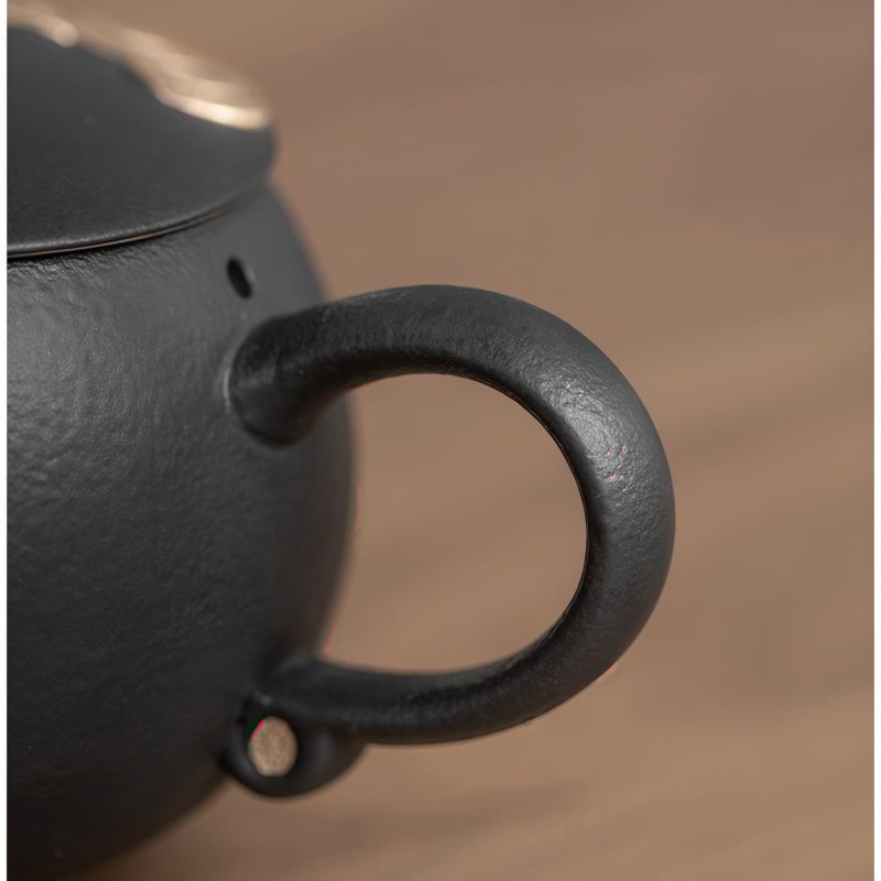 Golden Cloud Ceramic Chinese Gongfu Tea Set with Bamboo Tray - 6