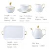 Handgefertigtes Teeservice aus Bone China mit floralem Relief, Goldrand und Geschenkbox Floral Embossed Bone China Tea Set with Gold Rims | Luxury Gift Box - 5