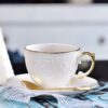 Handgefertigtes Teeservice aus Bone China mit floralem Relief, Goldrand und Geschenkbox Floral Embossed Bone China Tea Set with Gold Rims | Luxury Gift Box - 8