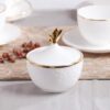 Handgefertigtes Teeservice aus Bone China mit floralem Relief, Goldrand und Geschenkbox Floral Embossed Bone China Tea Set with Gold Rims | Luxury Gift Box - 12