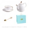 Handgefertigtes Teeservice aus Bone China mit floralem Relief, Goldrand und Geschenkbox Floral Embossed Bone China Tea Set with Gold Rims | Luxury Gift Box - 15