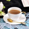 Handgefertigtes Teeservice aus Bone China mit floralem Relief, Goldrand und Geschenkbox Floral Embossed Bone China Tea Set with Gold Rims | Luxury Gift Box - 3