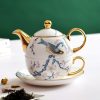 Tea-for-One-Set aus Porzellan mit Vogel- und Blumenmotiv und Golddekor Bird Flowers Porcelain Tea Set for One - Gold Embellishments - 6