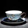 Bone-China-Teetassen-Set mit Untertasse „Blue Bird“ und Goldakzenten Blue Bird Bone China Tea Cup & Saucer Set with Gold Accents - 3
