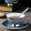 Bone-China-Teetassen-Set mit Untertasse „Blue Bird“ und Goldakzenten Blue Bird Bone China Tea Cup & Saucer Set with Gold Accents - 5