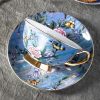 Bone-China-Teetassen-Set mit Untertasse „Blue Bird“ und Goldakzenten Blue Bird Bone China Tea Cup & Saucer Set with Gold Accents - 2