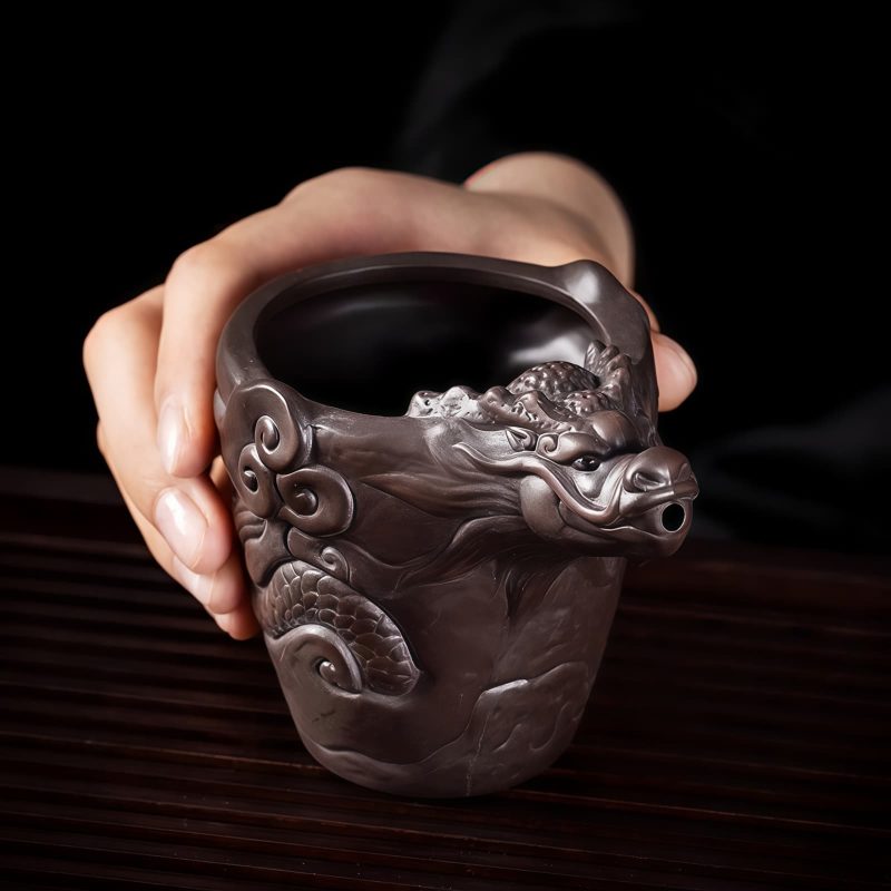 Chinese Dragon Unglazed Purple Clay Kung Fu Tea Set - 8