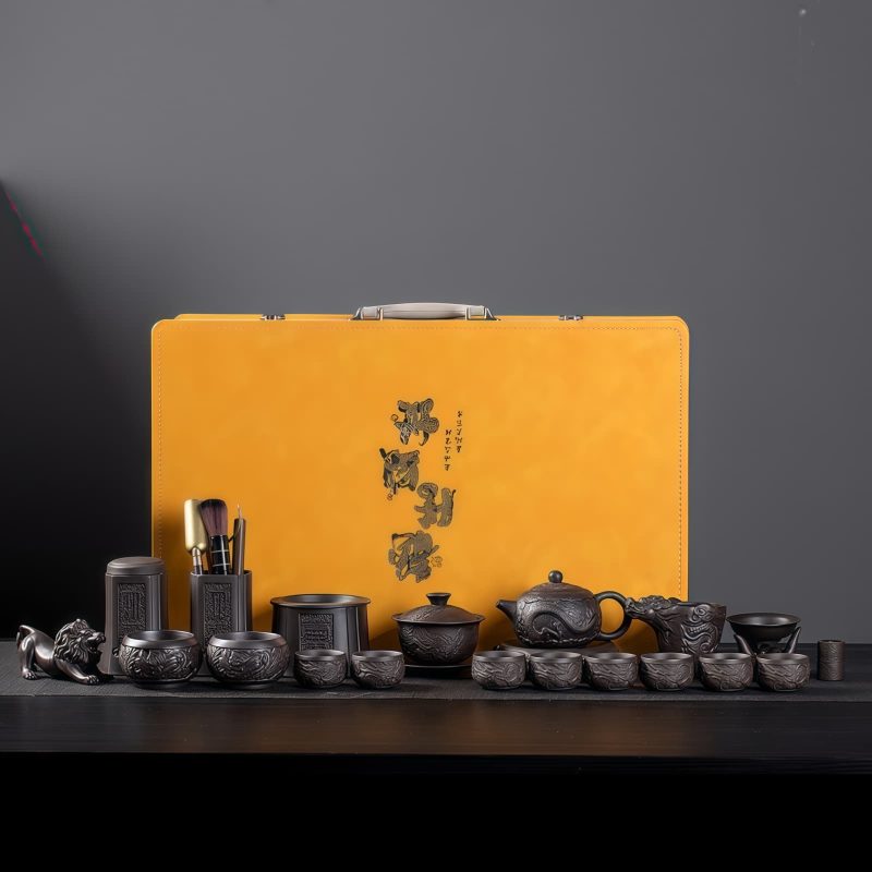 Chinese Dragon Unglazed Purple Clay Kung Fu Tea Set - 9