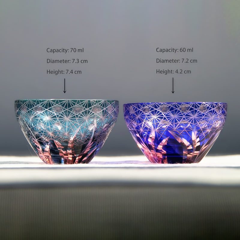 Edo Kiriko Hinata Guinomi Sake Glasses with Wooden Box - Japanese Craftsmanship - 9