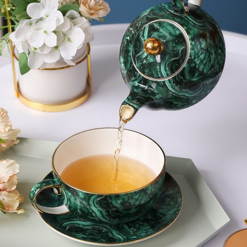 Türkisfarbenes Porzellan Tea-for-One-Set Turquoise Porcelain Tea for One Set | Elegant Solo Tea Experience - 2