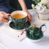 Türkisfarbenes Porzellan Tea-for-One-Set Turquoise Porcelain Tea for One Set | Elegant Solo Tea Experience - 4