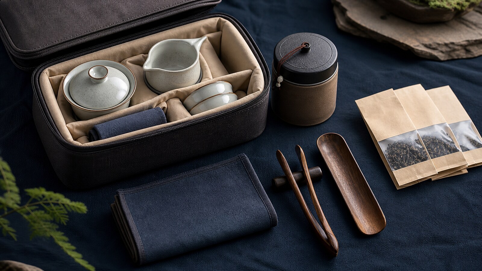 Kompaktes Gongfu-Tee-Reiseset mit Tasche