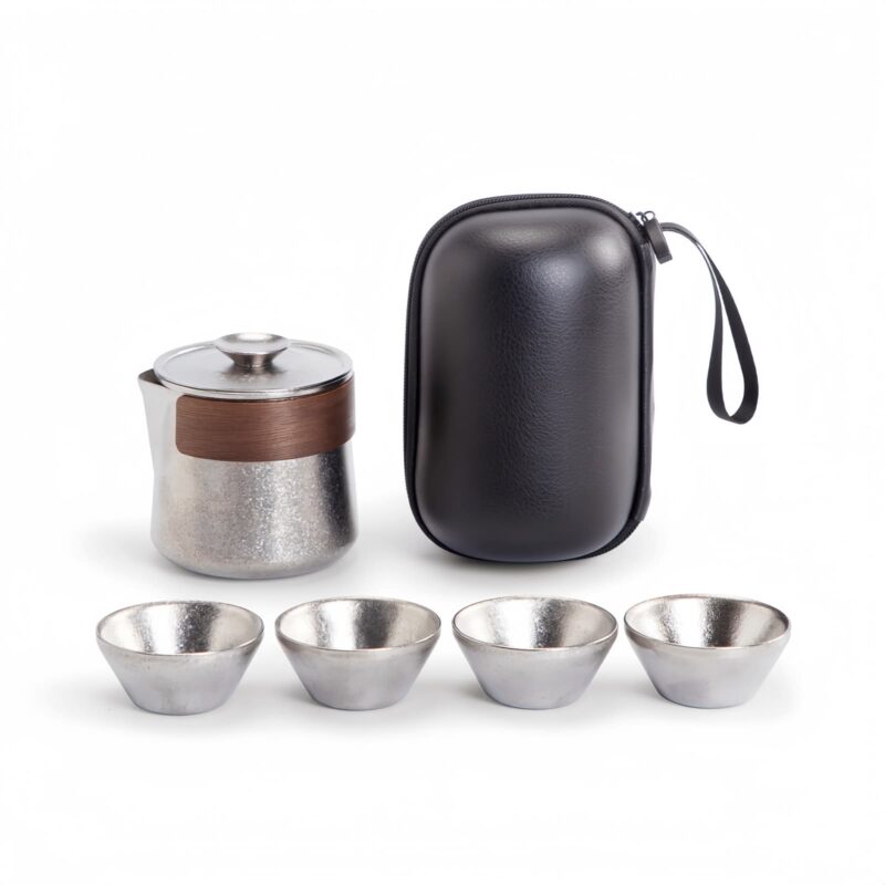Cryolite Personalized Titanium Travel Tea Set with Walnut Accents - 7