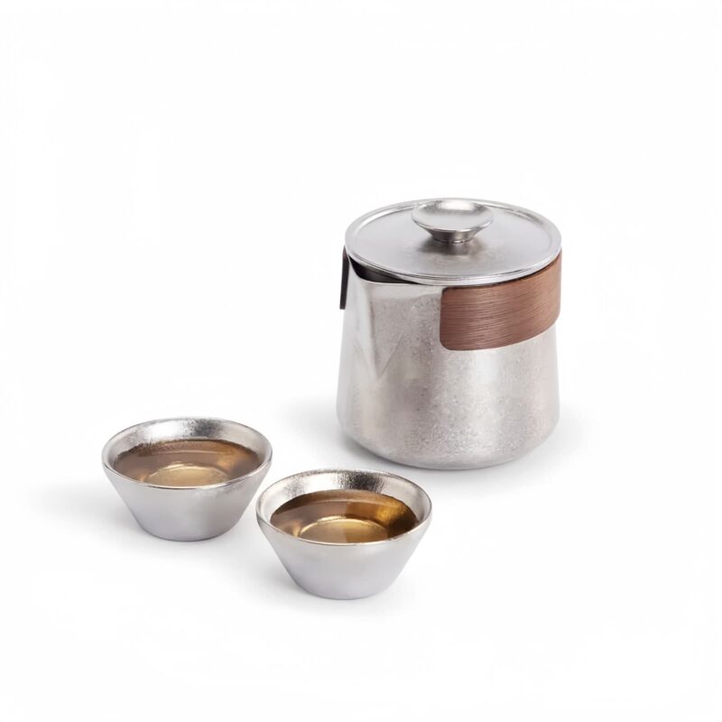 Cryolite Personalized Titanium Travel Tea Set with Walnut Accents - 6