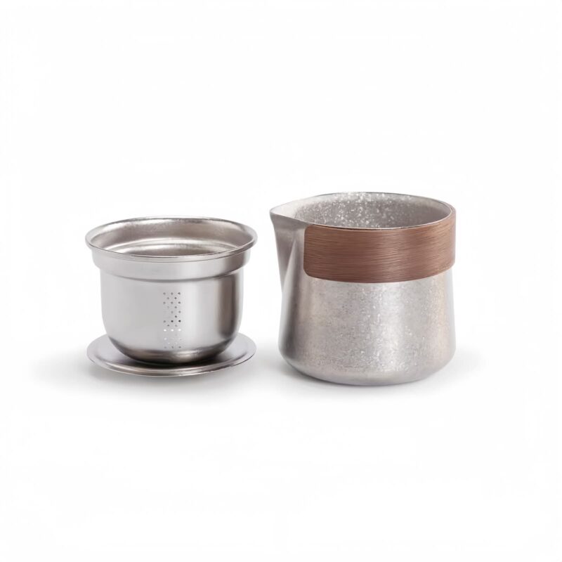 Cryolite Personalized Titanium Travel Tea Set with Walnut Accents - 5